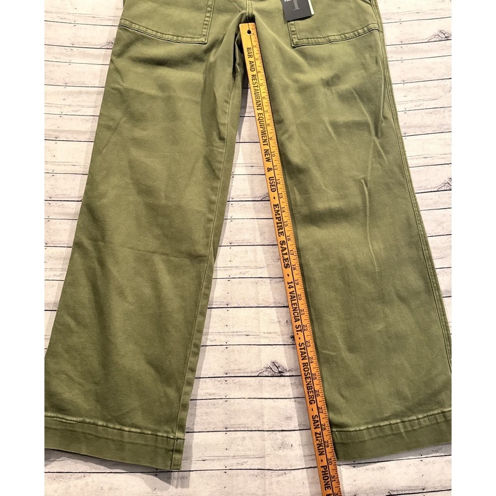 Flamingals Womens Denim Jean Sz M Army Green Cargo Pant Barrel Wide Leg NEW NWT - Picture 6 of 13
